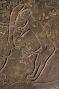 Menneskefigur og tyrehoved (helleristning) af Prehistoric