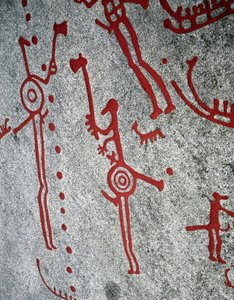 Nordisk bronzealder: jægere, helleristninger i Tanum, Sverige af Prehistoric Prehistoric
