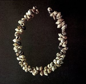 Forhistorie, stenalder: halskæde af skaller fra hulen Polesine, Venetie. Gennemsnitlig neolitikum. Rom, Luigi Pigorini Nationalmuseum for forhistorisk etnografi af Prehistoric Prehistoric
