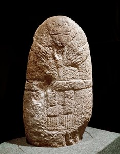 Forhistorie: statuette menhir. Stenalder, neolitikum. Saint Germain en Laye, Museum of National Antiquities af Prehistoric Prehistoric