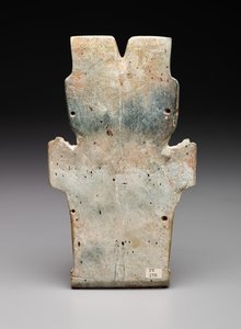 Bagsiden af en antropomorf plakette, muligvis ildslangen, præklassisk periode, 800-400 f.Kr. (serpentin og cinnober) af Prehistoric Prehistoric