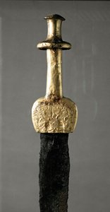 Sværd fra Guadalajara (Spanien), detalje af guldhåndtaget, forhistorisk periode af Prehistoric Prehistoric