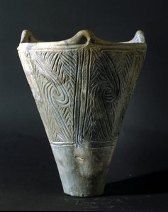 Terracotta vase fra Jomon perioden (forhistorie i Japan). Rom, Nationalmuseet for Orientalsk Kunst. af Prehistoric Prehistoric
