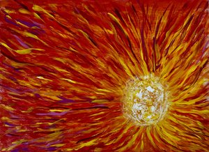 Ildfuld abstrakt sol af Preston Harmon