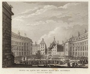 Statue af Louis XIV nedtaget på Place des Victoires