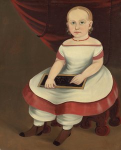 Lille pige med skifer, ca. 1845. af Prior Hamblin School