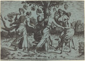 Dryadernes dans af Probably French 16th Century after Pierre Milan after Rosso Fiorentino