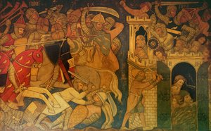 Slaget mellem Judas Maccabaeus og Timotheus og Masphas fald, rekonstruktion af en væg et maleri oprindeligt i Painted Chamber of the Palace of Westminster