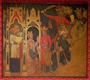 Fangenskab af kong Jojakin af Israel, rekonstruktion af et vægmaleri oprindeligt i Painted Chamber of the Palace of Westminster