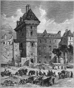 Udsigt over Jean-tårnet uden frygt (1400-tallet), sidste rest af Hotel de Burgundy. Paris af Provost Provost