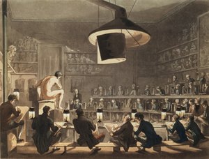 Tegning fra Livet på Royal Academy, indgraveret af Richard Banks Harraden (1778-1862) (akvatinte)