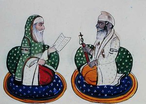 Fakir Nur-ud-din og Sardar Atar Singh, ca. 1890 (akvarel på papir) af Punjabi School
