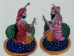 Maharaja Kharak Singh og Maharaja Nau Nihal Singh, ca. 1890 (akvarel på papir)