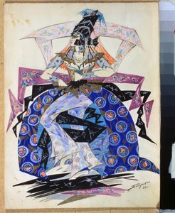 Kostumedesign til balletten "Petrushka" af Igor Stravinsky (1882-1971) (Kostumedesign til balletten Petrushka af I.Stravinsky). Tegning af Pyotr Boborykin (Pyotr Boborykin) (1836-1921). Akvarel og blyant på papir, 35,6 x 26,5 cm af Pyotr Boborykin