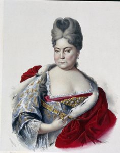 Portræt af storhertuginde Natalya Alexeevna af Rusland (1673-1716), søster til zar Peter I Den Store (1672-1725). (Portræt af Storhertuginden Natalya Alexeevna af Rusland, søster til zar Peter Den Store). Arbejde af Pyotr Fyodorovich Borel (1829-1898),