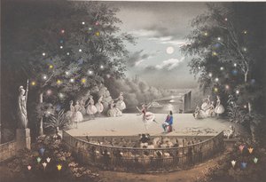 Balletten Naiad and Fisherman af C. Pugni i den lyserøde pavillon, i Peterhof Park, 1851.
