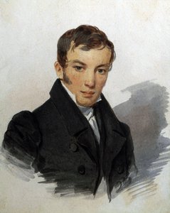 Portræt af Vasily Joukovski (1783-1852), russisk digter (Portræt af digteren Vasily Zhukovsky). Værk af Piotr (Pyotr) Fiodorovitch Sokolov (Peter Sokolov) (1791-1848), ca. 1820. Akvarel på papir. Sankt Petersborg, Museum A. Pushkin Memorial Museum af Pyotr Fyodorovich Sokolov