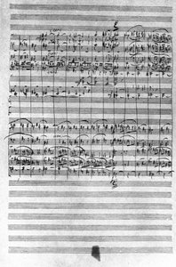 Manuskript af partituret til balletten Nøddeknækkeren af Piotr eller Pyotr Iljitsj Tjajkovskij (eller Tjajkovskij eller Cajkovskij eller Tjajkovskij af Pyotr Ilyich Tchaikovsky