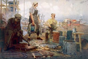 Det røde Sormovo-værft, ca. 1920 (farvelitografi)