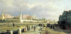 Udsigt over Kreml fra Sophia-dæmningen i Moskva, 1879.