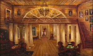 Larins hus. Scenedesign til operaen Eugene Onegin af P. Tchaikovsky, 1944.