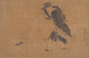 Zhang Guolao and His Magic Mule (albumblad; blæk og farve på silke) af Qi Yin