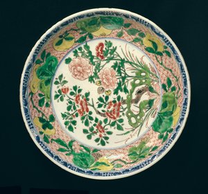 Fad med famille verte dekoration, Kangxi Periode, 1662-1722 (keramik)