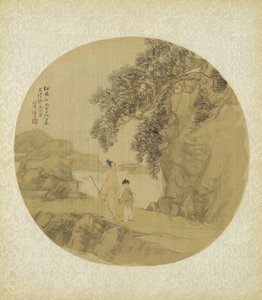 Landskab med figurer, 1883 af Qing Dynasty Chinese School