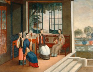 Musikere, ca. 1800 (olie på lærred) af Qing Dynasty Chinese School