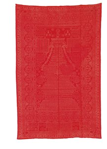 Rødmalet silkebrokadebelægning, sent Qing-dynasti af Qing Dynasty Chinese School