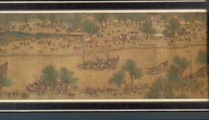 Spring Festival on the River (detaljer), håndscroll af Qing Dynasty Chinese School