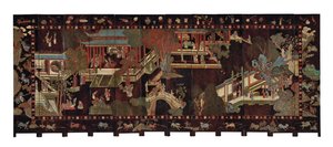 Tolvfoldet coromandelskærm, 1700-tallet af Qing Dynasty Chinese School