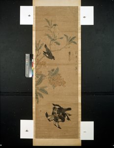 Fugle og gren af Qing Dynasty Chinese School