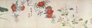 Blomster, Handscroll (blæk og farve på papir) af Qing Dynasty Chinese School