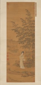 Dame i en bambuslund. af Qiu Ying