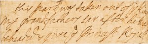 Manuskriptnote (blæk på papir) af Queen Mary II of England