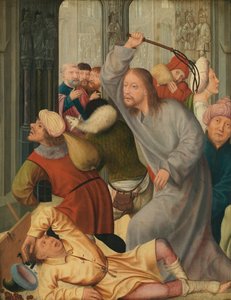 Kristus driver vekslerne fra templet (olie på panel)