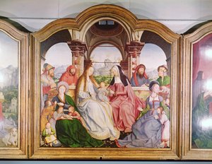 Det hellige slægtskab eller St. Annes altertavle, detalje af centralpanelet, 1509 af Quentin Massys or Metsys