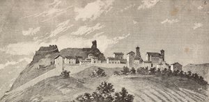 Byen San Giovanni i Galilea, Italien, gravering fra en tegning af Quinto Cenni og en skitse af Ulisse Topi, fra L
