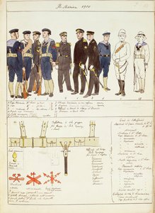 Uniformer og tilbehør fra Royal Navy of Kingdom of Italy, farveplade af Quinto Cenni af Quinto Cenni