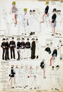 Uniformer af hertugdømmet Modena i 1849, tallerken fra Cenni Codex samling af militærskitser i akvarel af Quinto Cenni