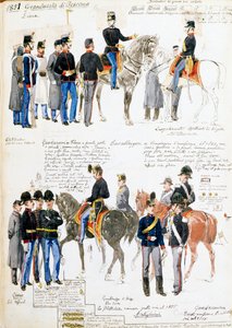 Uniformer af Storhertugdømmet Toscana i 1851, plade taget fra Cenni codex, samling af militærskitser tegnet af Quinto Cenni (1845-1917)