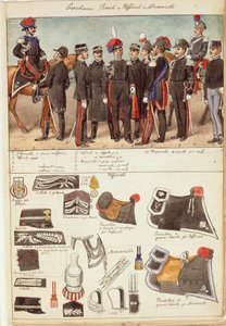 Uniformer af kongelige Carabinieri, officerer og underofficerer fra Kongeriget Italien, farveplade af Quinto Cenni