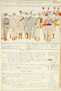 Uniformer af Royal Corp of Colonial tropper fra Kongeriget Italien i Eritrea, farveplade af Quinto Cenni af Quinto Cenni