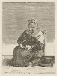 Gammel kvinde med rosenkrans Fuldgyldige landmænd (serietitel) af Quirin Boel (attributed to)