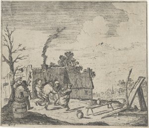 Dansende bønder til to musikeres musik af Quirin Boel (possibly)