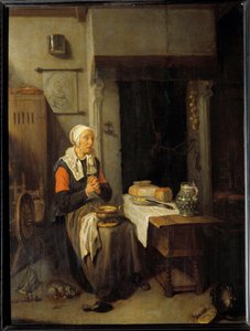 Le benedicite Maleri af Quinringh (Quiringh) Gerritsz Van Brekelenkam (1620-1668) 1648 søn. 0,54x0,41 m