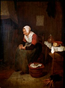 Portræt af gammel kvinde, maleri af Quinringh (Quiringh) Gerritsz Van Brekelenkam (1620-1668) 1600-tallet Madrid Prado Museum
