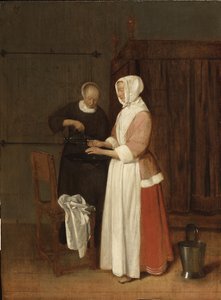 En kvinde vasker sine hænder, 1662 (olie på eg)