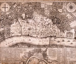 Kort over London, 1666 af RP